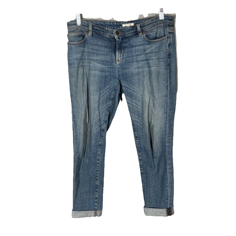 Eileen Fisher Jeans Women's 10P Petite Blue Denim Tapered Leg Medium Wash